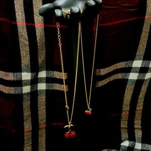 Kate Spade cherry necklace and Betsey Johnson Cherry necklace